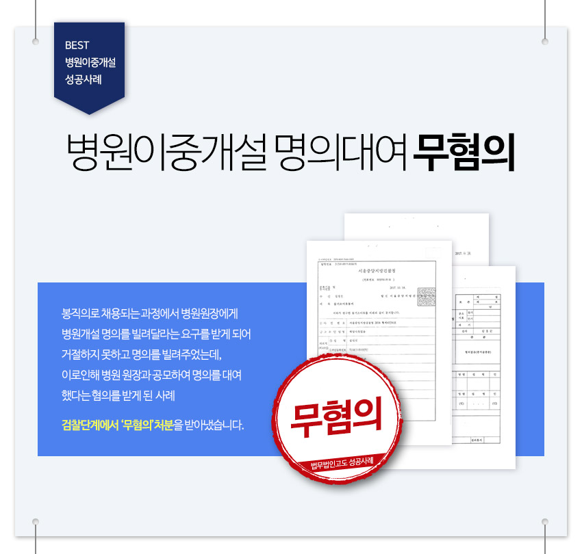 병원이증개설 명의대여 무혐의